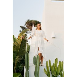 VESTIDO LEORA WHITE EMBROIDERED SABINA MAXI DRESS JAASE