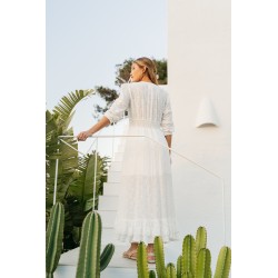 VESTIDO LEORA WHITE EMBROIDERED SABINA MAXI DRESS JAASE