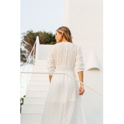 VESTIDO LEORA WHITE EMBROIDERED SABINA MAXI DRESS JAASE