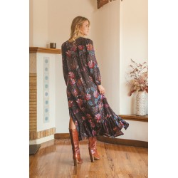 BLACK LOTUS PRINT KENSEY DRESS JAASE