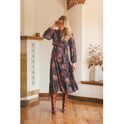 BLACK LOTUS PRINT KENSEY DRESS JAASE