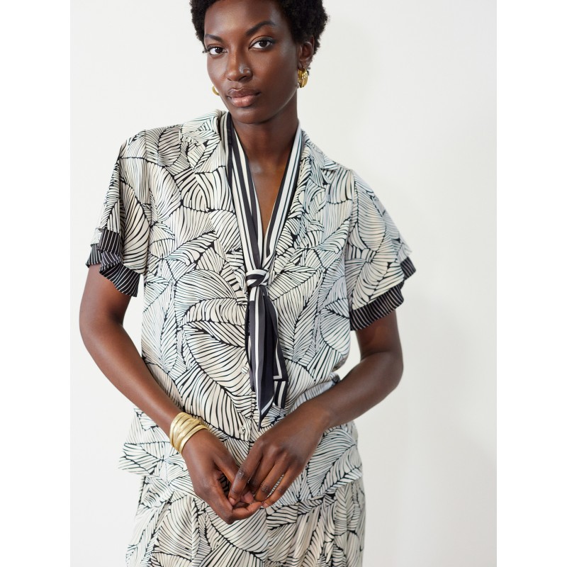Blusa estampada satinada manga doble SKATÏE