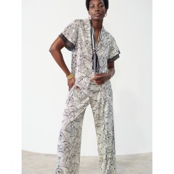 Blusa estampada satinada manga doble SKATÏE