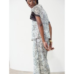 Blusa estampada satinada manga doble SKATÏE