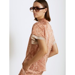 Blusa estampada satinada manga doble SKATÏE