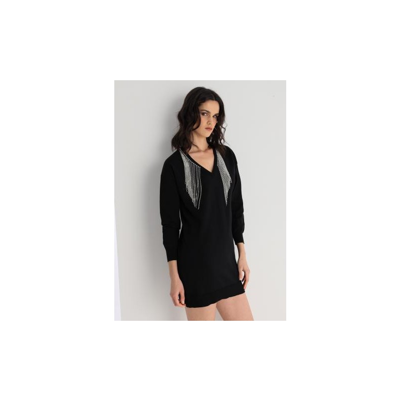 Vestido Corto De Punto Cuello Pico Strass VICTORIO & LUCCHINO 49,98 € -50%