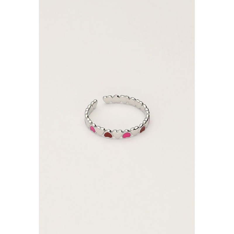 Anillo vintage con corazones rosas y rojos MY JEWELLERY