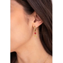 Pendientes vintage con rosa burdeos MY JEWELLERY