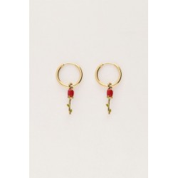 Pendientes vintage con rosa burdeos MY JEWELLERY