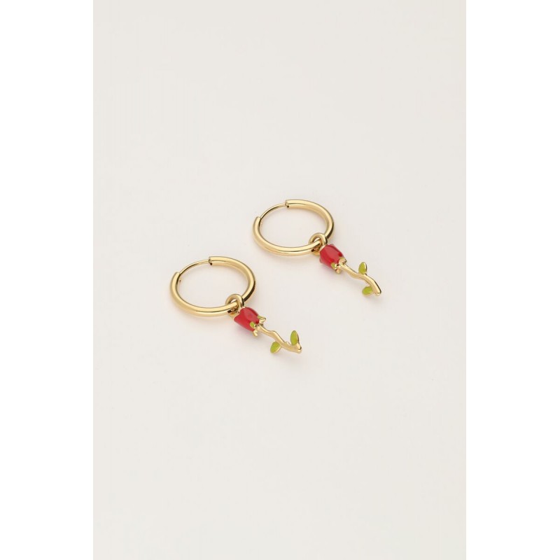 Pendientes vintage con rosa burdeos MY JEWELLERY