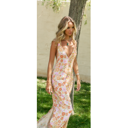 CRYSTAL PRINT TULA TIE FRONT MAXI JAASE