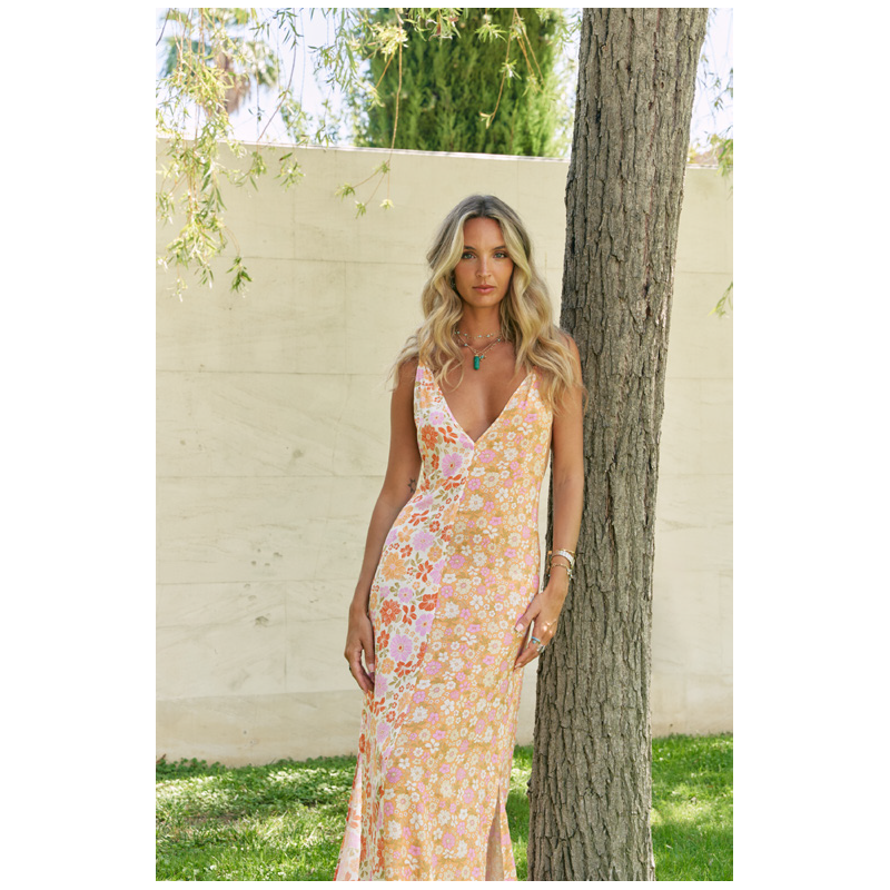 CRYSTAL PRINT TULA TIE FRONT MAXI JAASE