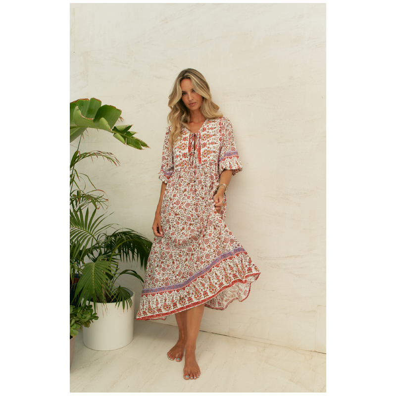 LOVE LETTERS PRINT PENNY MIDI DRESS JAASE