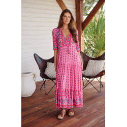 RASPBERRY ROMANCE PRINT TESSA MAXI JAASE