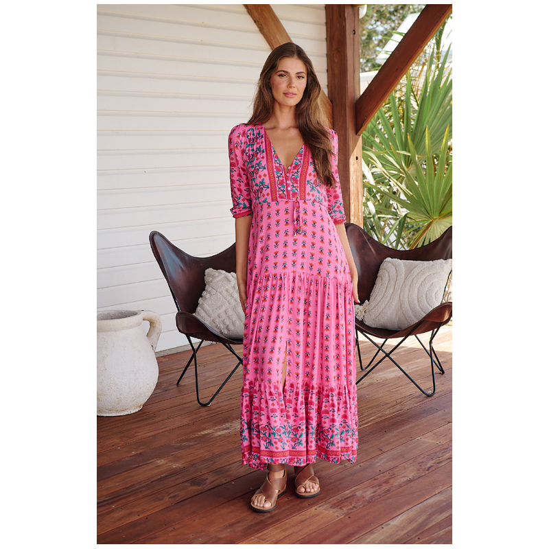 RASPBERRY ROMANCE PRINT TESSA MAXI JAASE