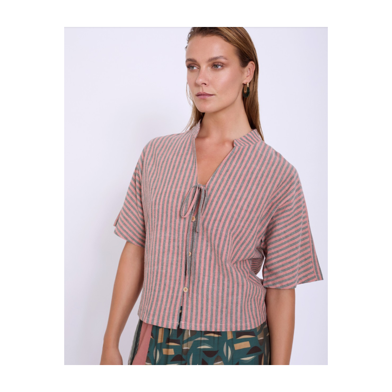 Camisa rayas cuello mao SKATÏE 35,97 € -40%