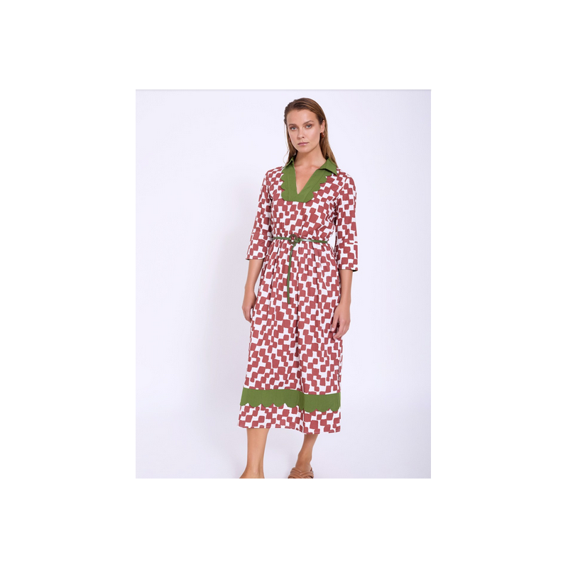 Vestido largo algodón cuadrados SKATÏE