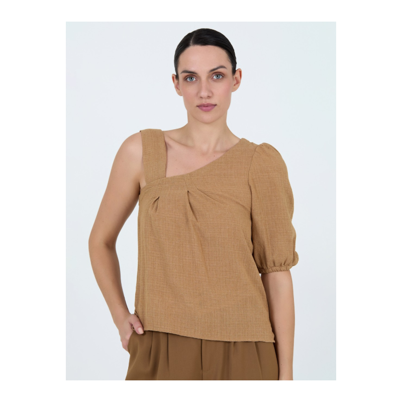 Blusa asimétrica lisa tejido con textura SKATÏE