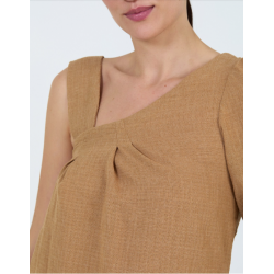Blusa asimétrica lisa tejido con textura SKATÏE