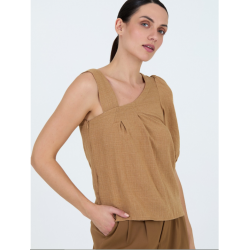 Blusa asimétrica lisa tejido con textura SKATÏE