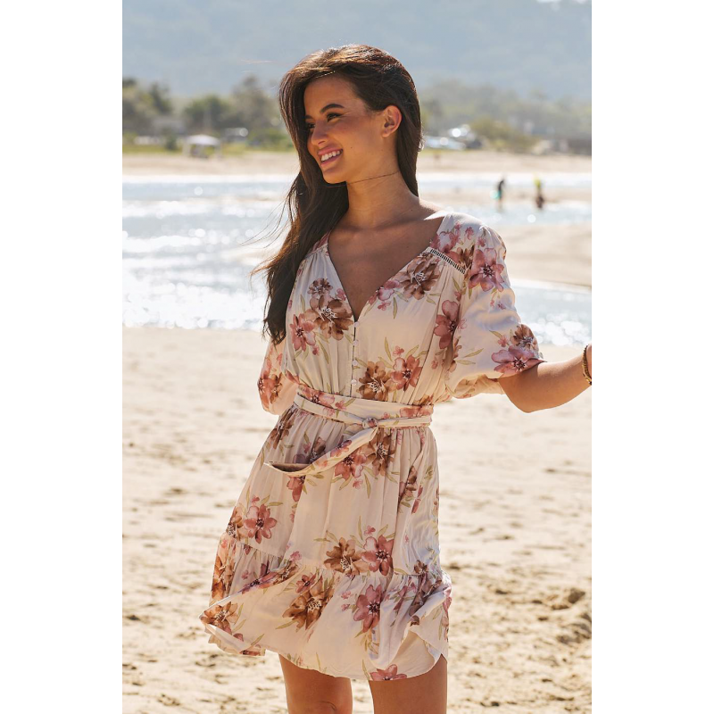 LOVE STORY PRINT DAHLIA MINI DRESS JAASE