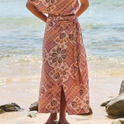 TAHITIAN PRINT ZIA WRAP SKIRT JAASE