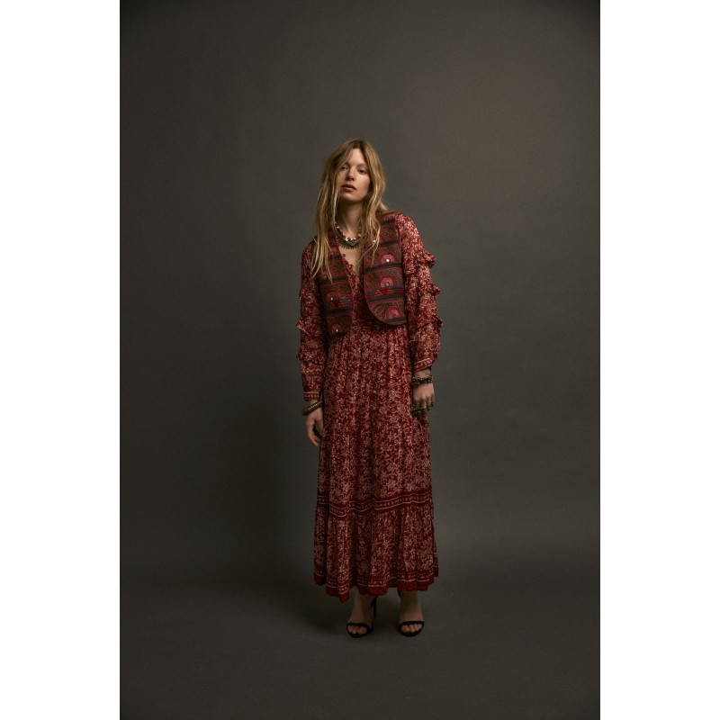 GYPSY SUN ELODIE VEST BURGUNDY MAISON HOTEL