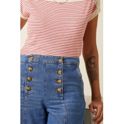 Melody Sailor Culotte Stone Denim MAISON HOTEL