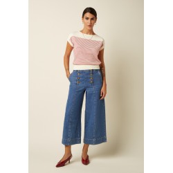 Melody Sailor Culotte Stone Denim MAISON HOTEL