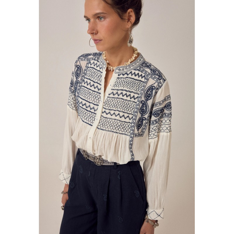 MILOS BLANCA BLOUSE DEEP BLUE MAISON HOTEL