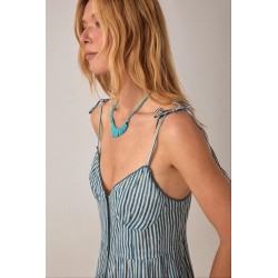 MEDITERRANEAN STRIPES CRISTINA SLEEVELESS DRESS BLUE INK MAISON HOTEL