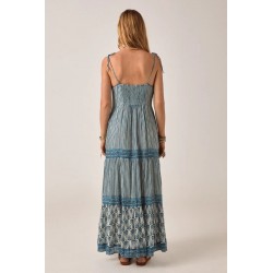 MEDITERRANEAN STRIPES CRISTINA SLEEVELESS DRESS BLUE INK MAISON HOTEL
