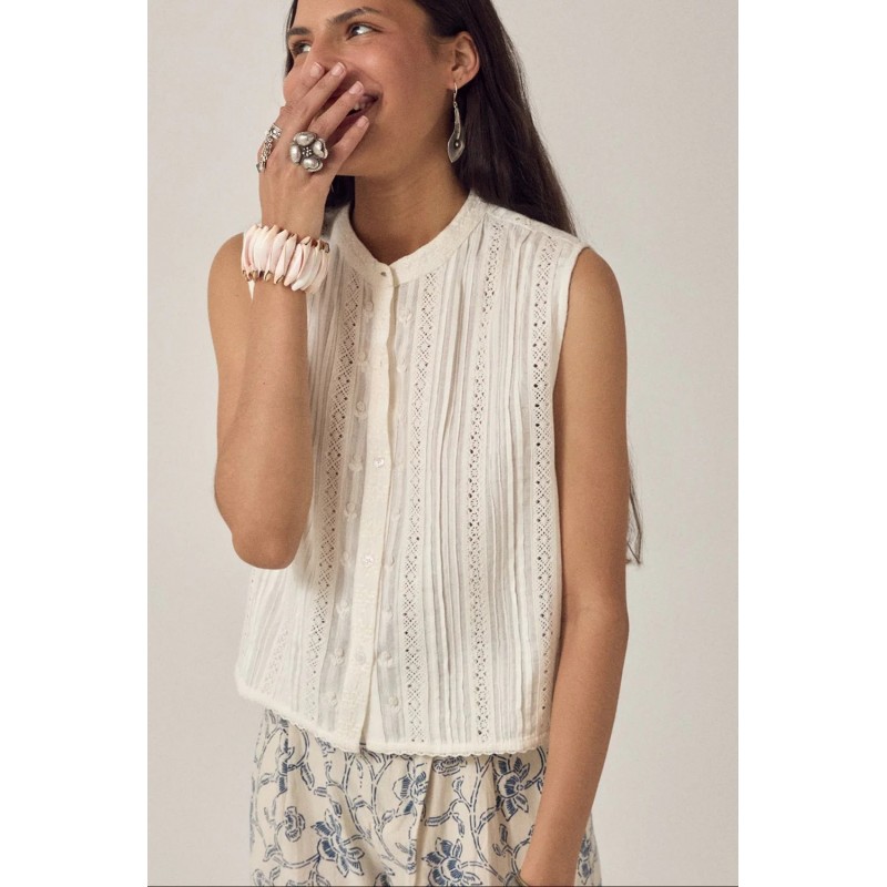 DENTELLE ORIANE TOP BLANC MAISON HOTEL